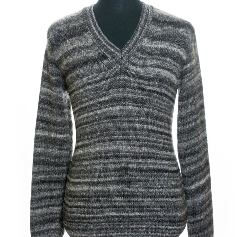 Blk Dnm Grey Mix V-Neck Sweater Medium